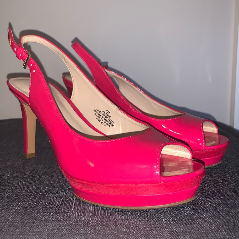 Pink Nine West Peep Toe Heel